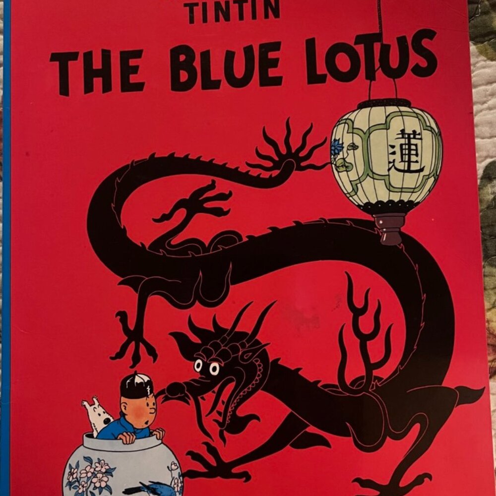 VINTAGE 1984 EDITION TINTIN THE BLUE LOTUS By Herge SOFTCOVER